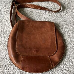 Brown Leather Crossbody Bag - Classic Round Shoulder Purse